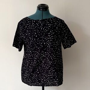 Eileen Fisher | 100% Organic Cotton Short Sleeve Top in Black Constellation | S